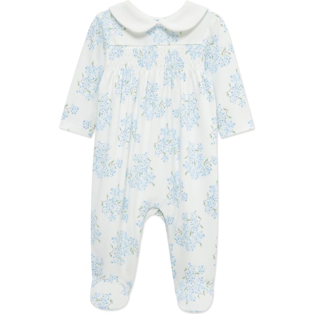 Shop Little Me Hydrangea Pima Cotton Smocked Footie In Floral