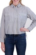 Lucky Brand Stripe Cinch Hem Button-Up Shirt