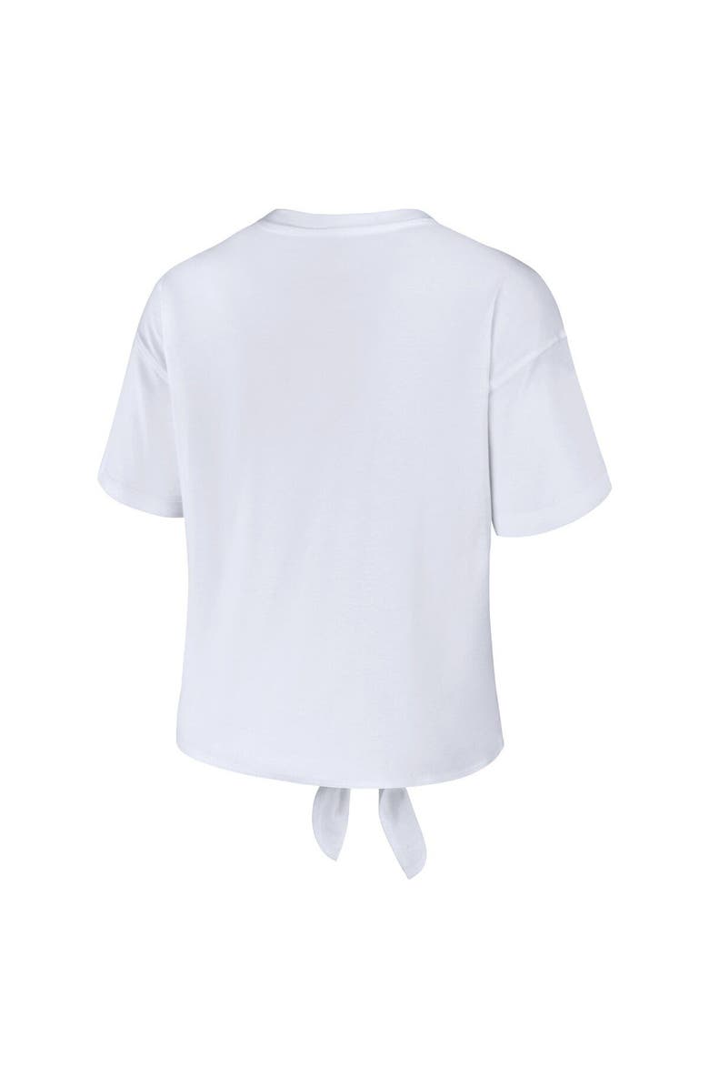 WEAR by Erin Andrews Women's WEAR by Erin Andrews White Maryland Terrapins Striped Front Knot Cropped T-Shirt, Alternate, color, White