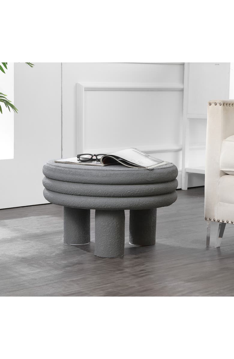 JONATHAN Y Rashida Contemporary Minimalist Curvy Low Indoor/Outdoor Accent Table, Alternate, color, Gray Frosted