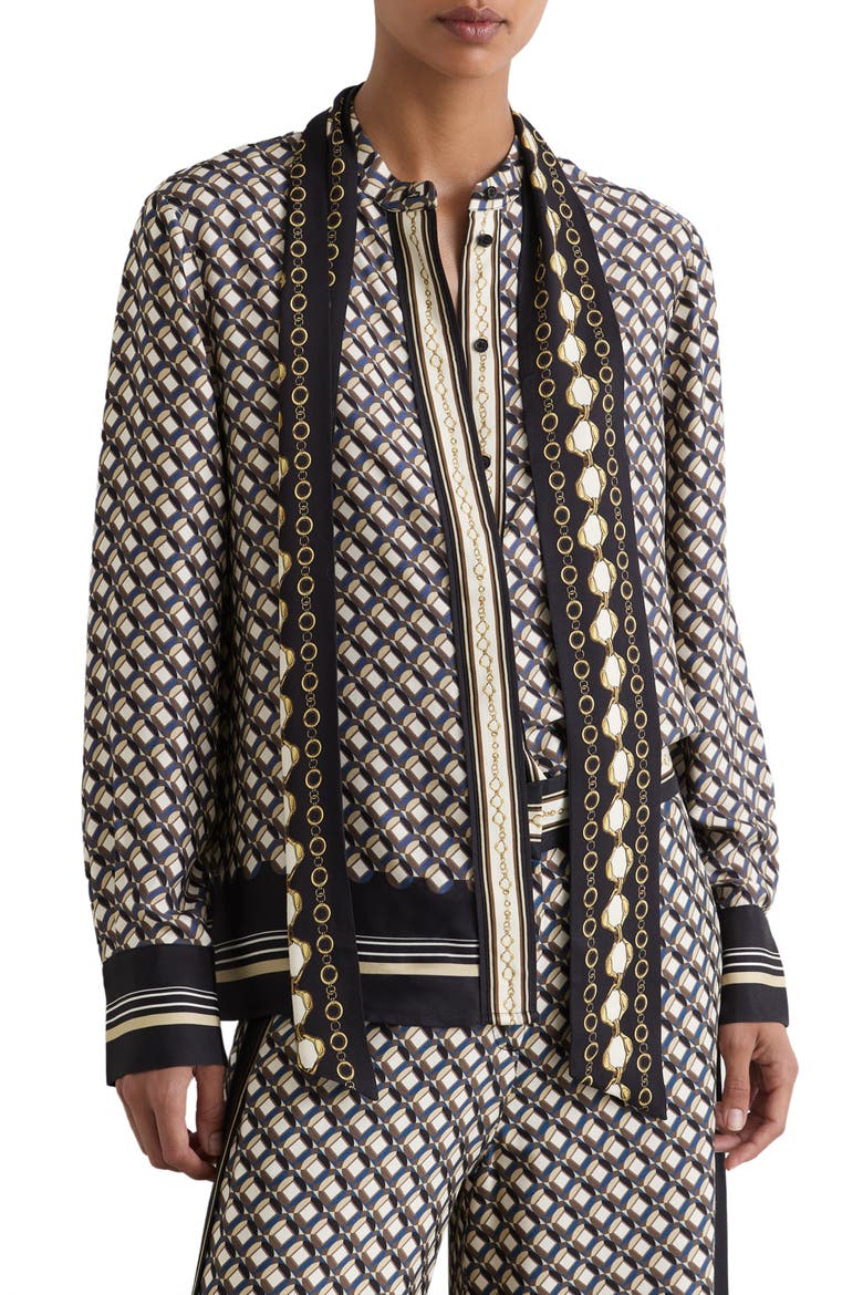 Carmine Scarf Shirt, Main, color, NAVY/ GOLD