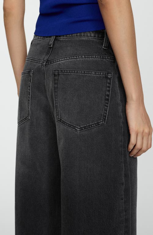 Mango Wide Leg Mom Jeans In Washed Black In Black Denim