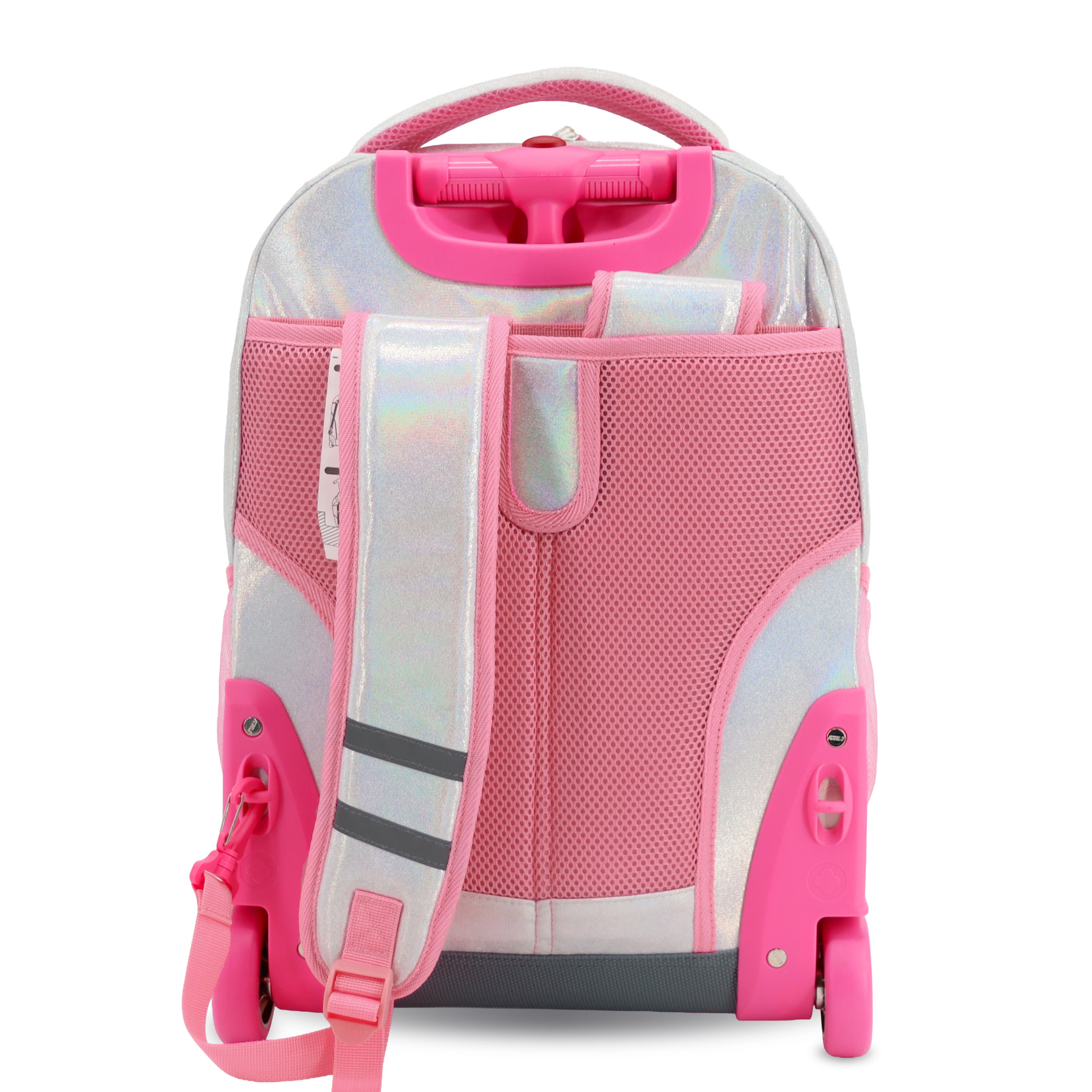 Sunrise 18" Kids Rolling Backpack, Alternate, color, Metallic Silver