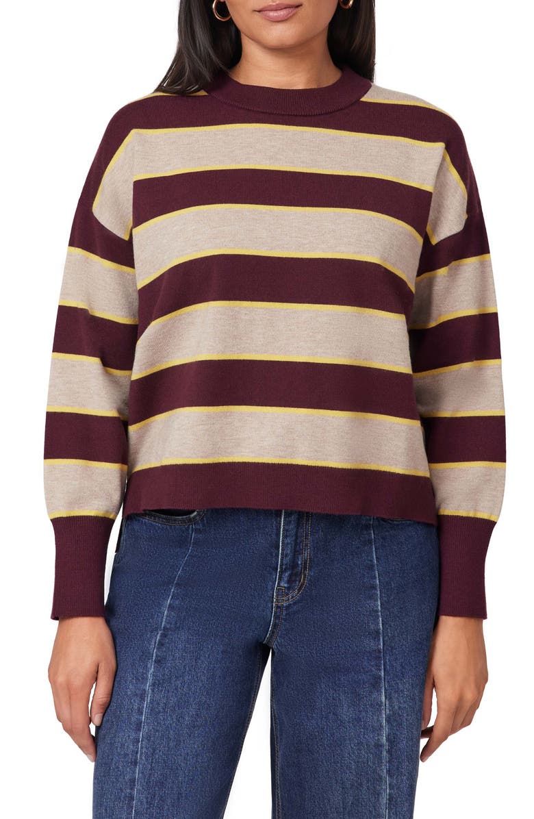 Scotch & Soda Stripe Crop Sweater, Main, color, Winetasting/ Heather Brown