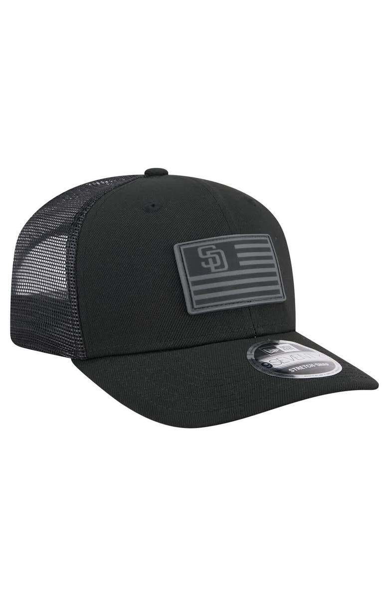 New Era Men's New Era Black San Diego Padres Tonal Flag 9SEVENTY Stretch-Snap Hat, Alternate, color, 