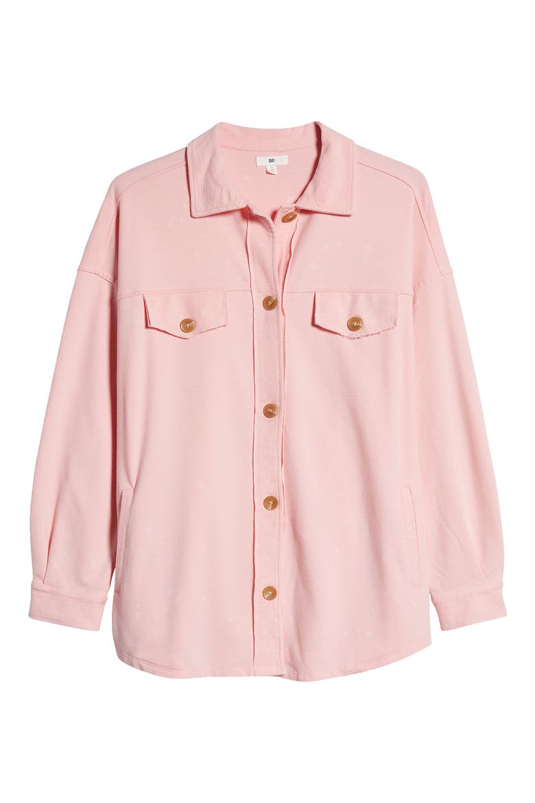 Oversize Cotton Blend Shirt Jacket, Alternate, color, PINK CANDY BLEACH SPLATTER