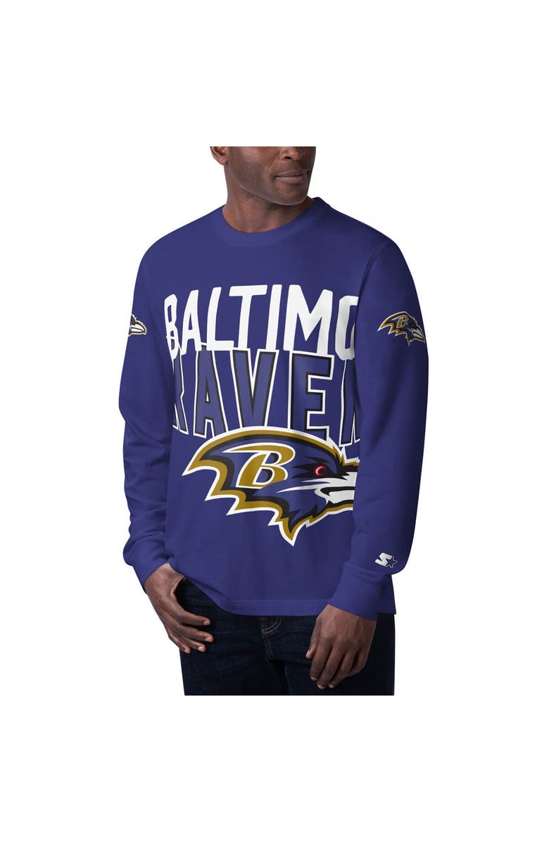 STARTER Men's Starter Purple Baltimore Ravens Clutch Hit Long Sleeve T-Shirt, Alternate, color, Purple