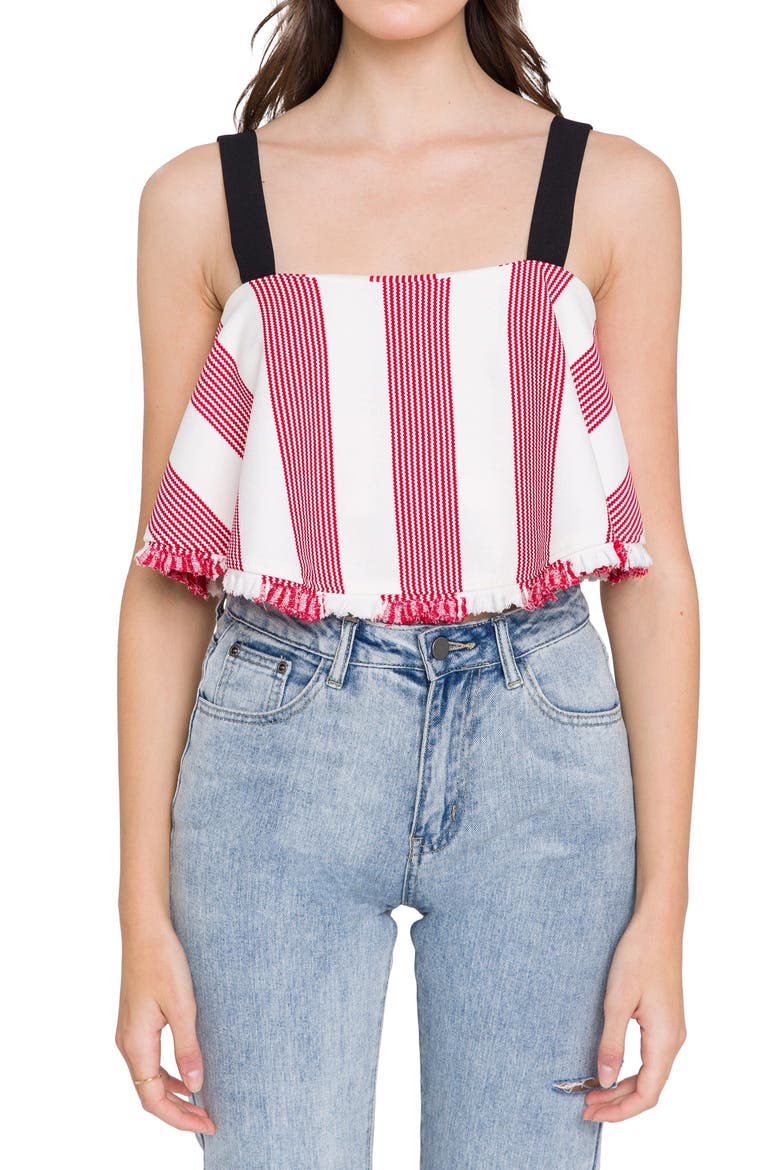 Stripe Crop Tank, Main, color, RED