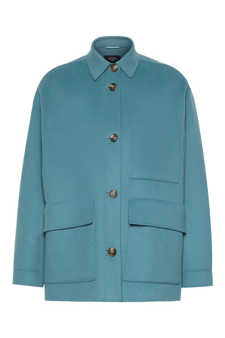 Folk Virgin Wool Blend Short Coat, Alternate, color, LIGHT BLUE