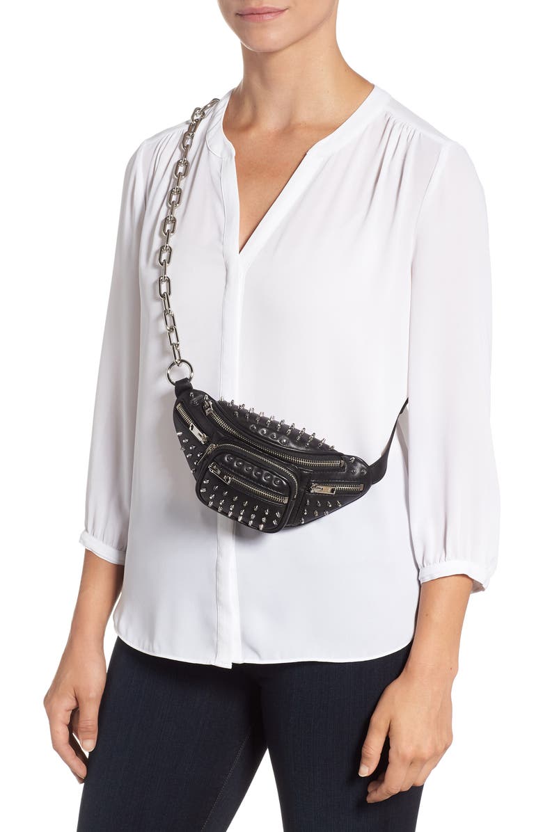 Alexander Wang Attica Studded Lambskin Leather Fanny Pack, Alternate, color,