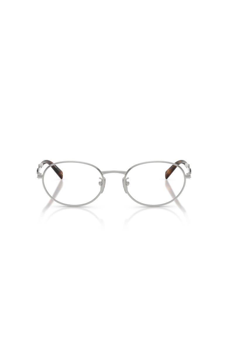 Prada 54mm Oval optical glasses, Alternate, color, Silver