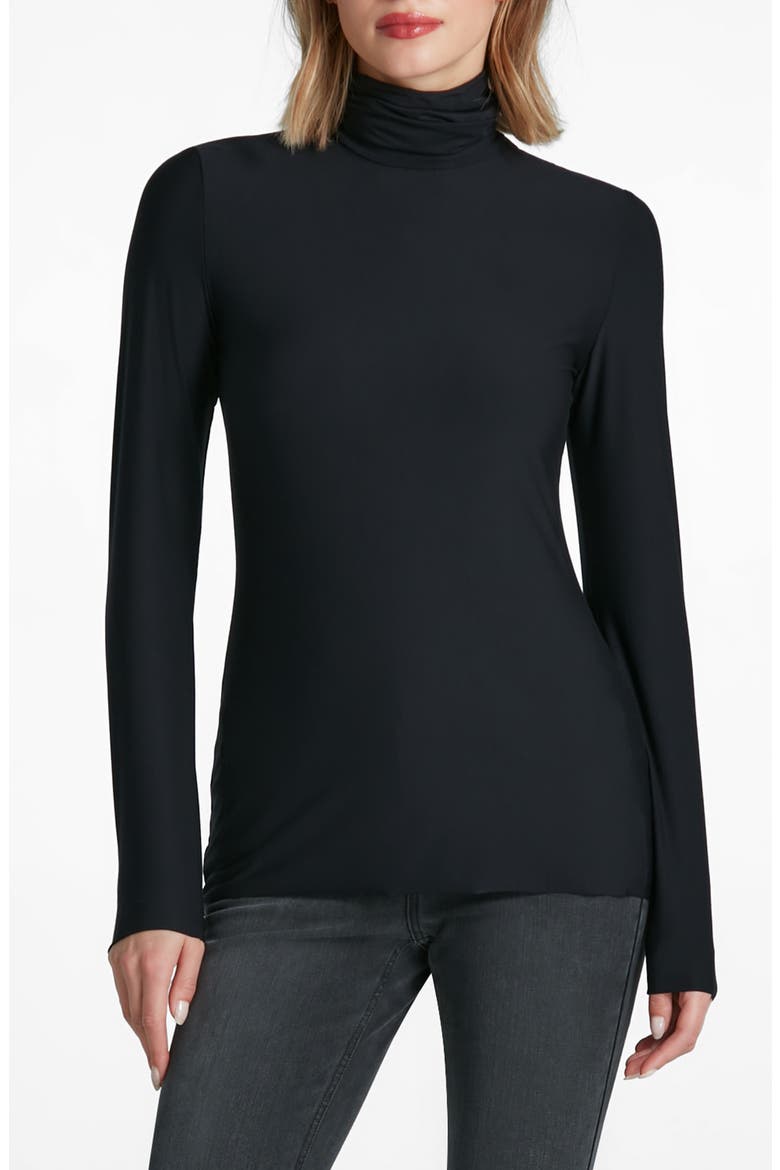 Butter Long Sleeve Turtleneck Top, Main, color, BLACK