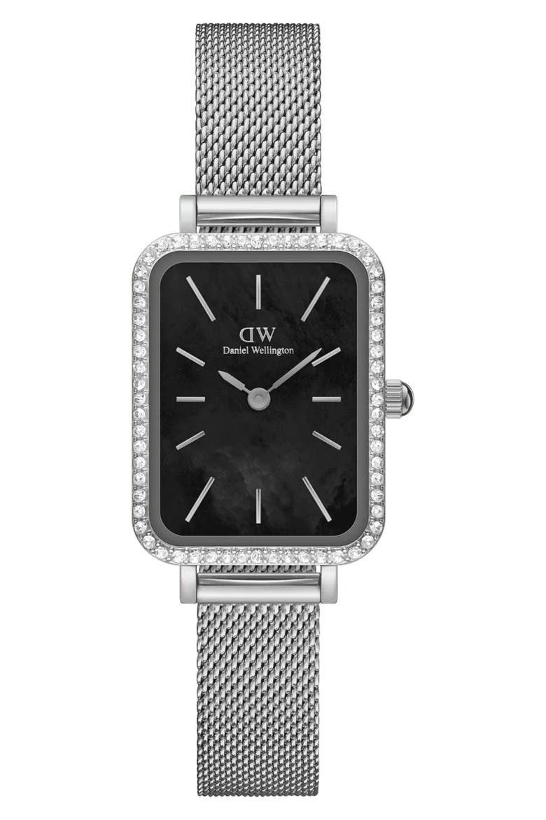 Quadro Mesh Strap Watch, 20mm x 26mm, Main, color, SILVER