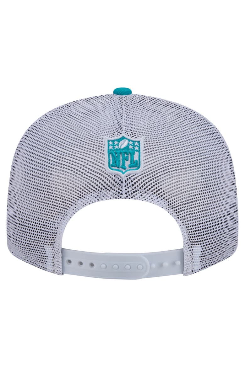 Men's New Era  Aqua Miami Dolphins Core Team 9FIFTY Trucker Snapback Hat, Alternate, color, Aqua