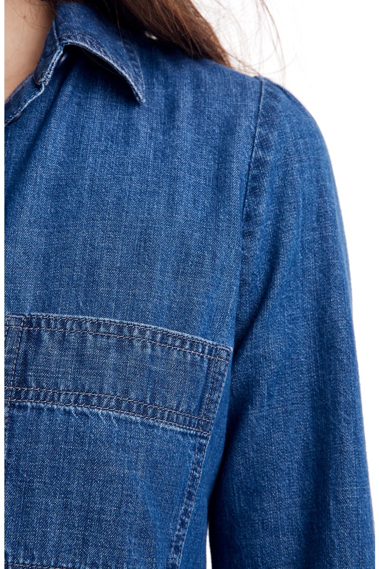 Puff Sleeve Denim Shirtdress, Alternate, color, HARRIS WASH
