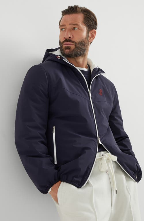 Brunello Cucinelli Membranated Nylon Jacket With Logo And Hood