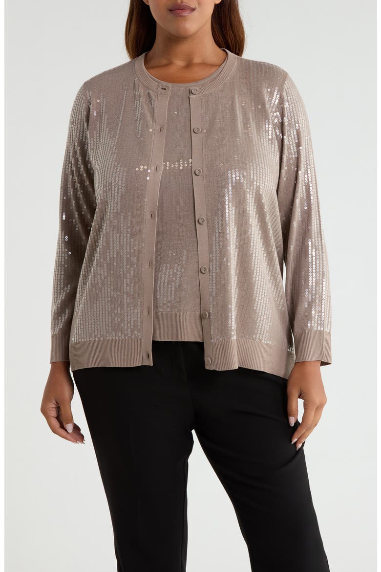 Sequin Embellished Cardigan, Main, color, NATURAL CLAY