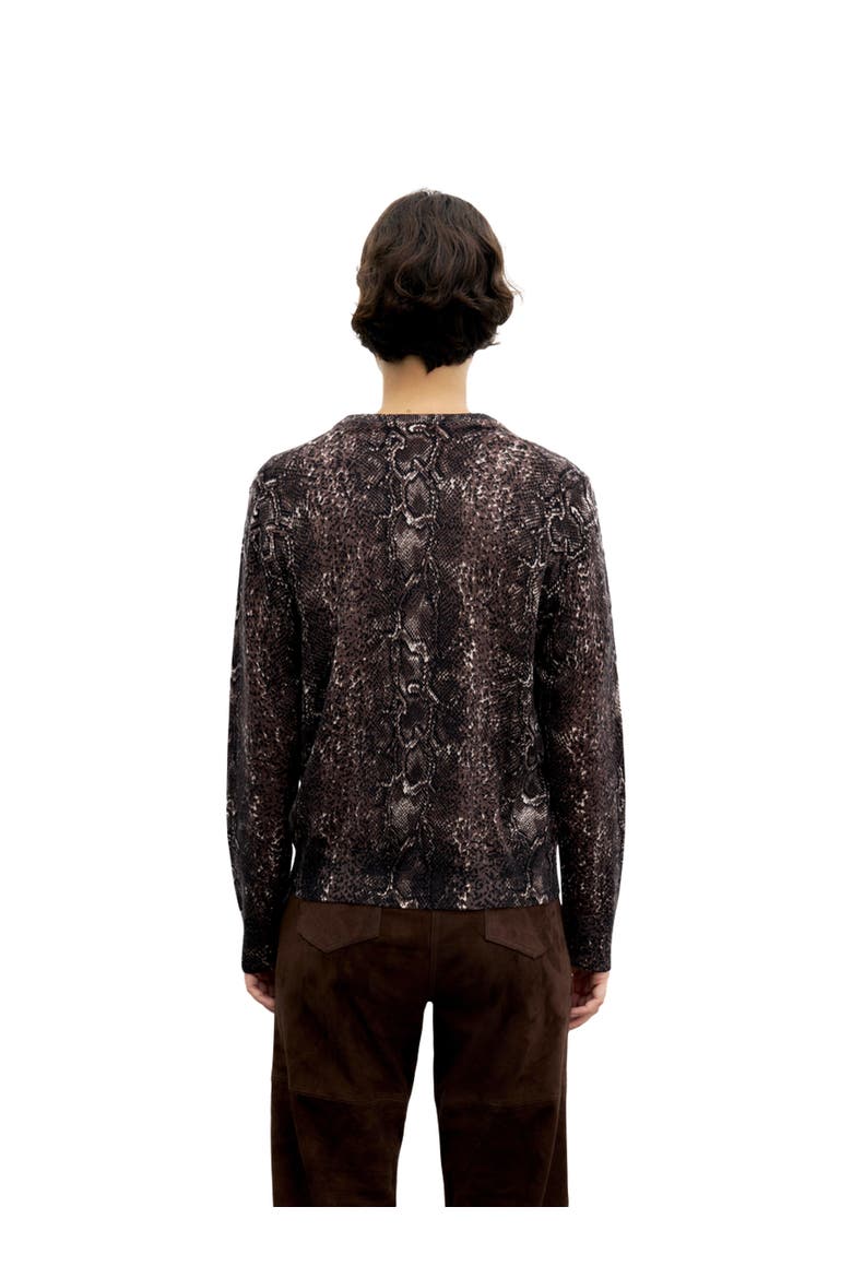 Merino Wool Crew Neck Cardigan, Alternate, color, Brown