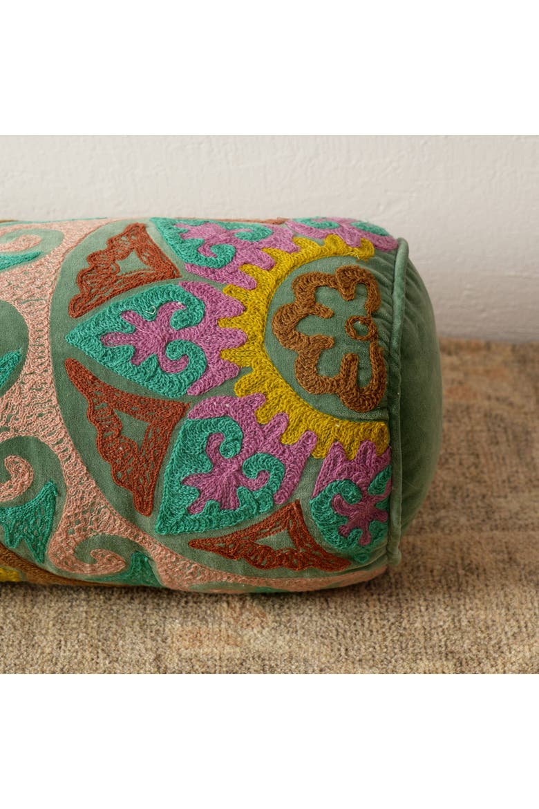 Decorative Suzani Embroidered Bolster Pillow, Alternate, color, Multi
