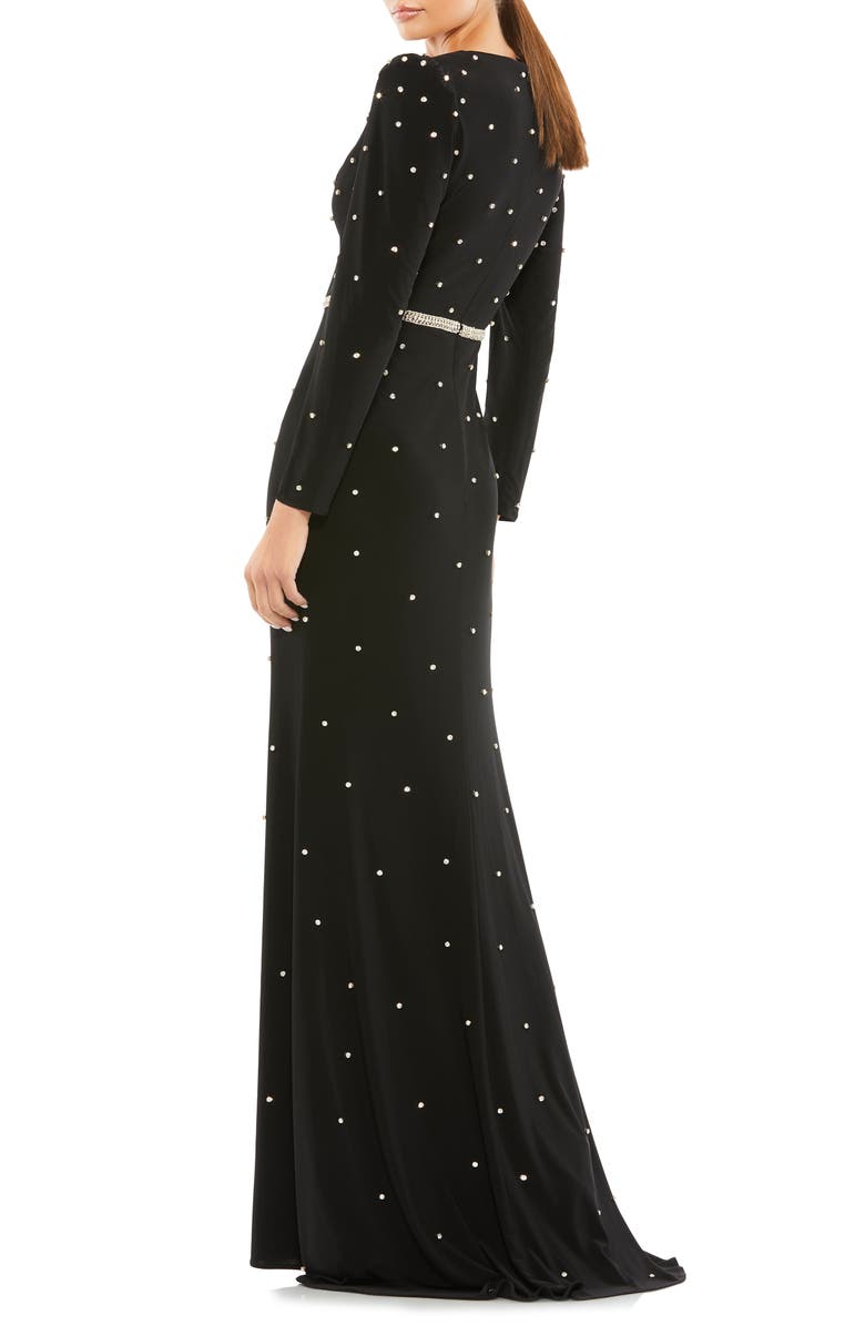 Mac Duggal Crystal Detail Long Sleeve Column Gown, Alternate, color,
