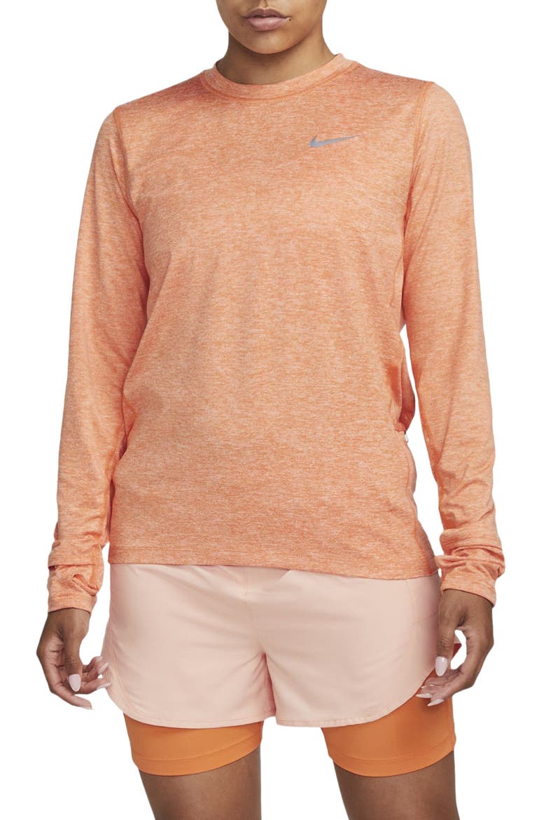 Element Dri-FIT Running T-Shirt, Main, color, ORANGE TRANCE/ ORANGE/ HEATHER