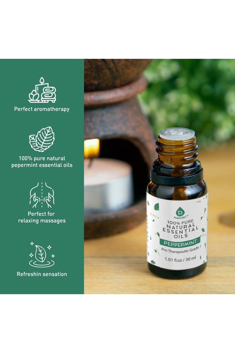 100% Pure & Natural Peppermint Essential Oils, Alternate, color, Green