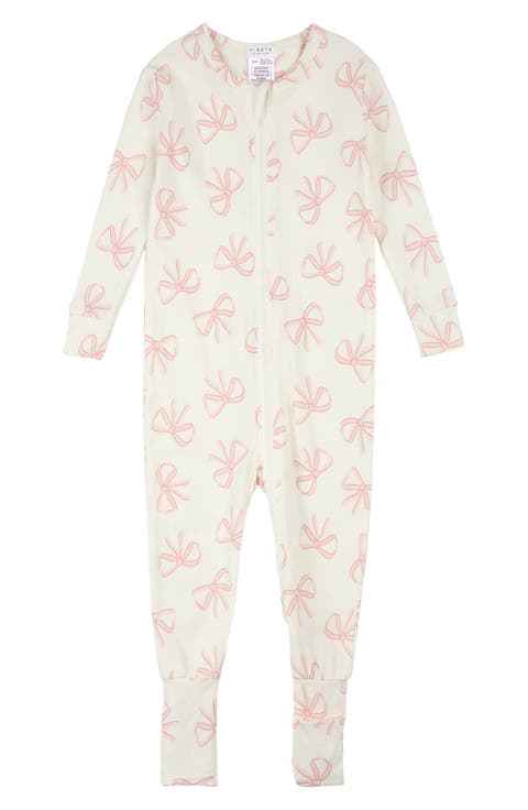 Bow Print Convertible One-Piece Pajamas (Baby)