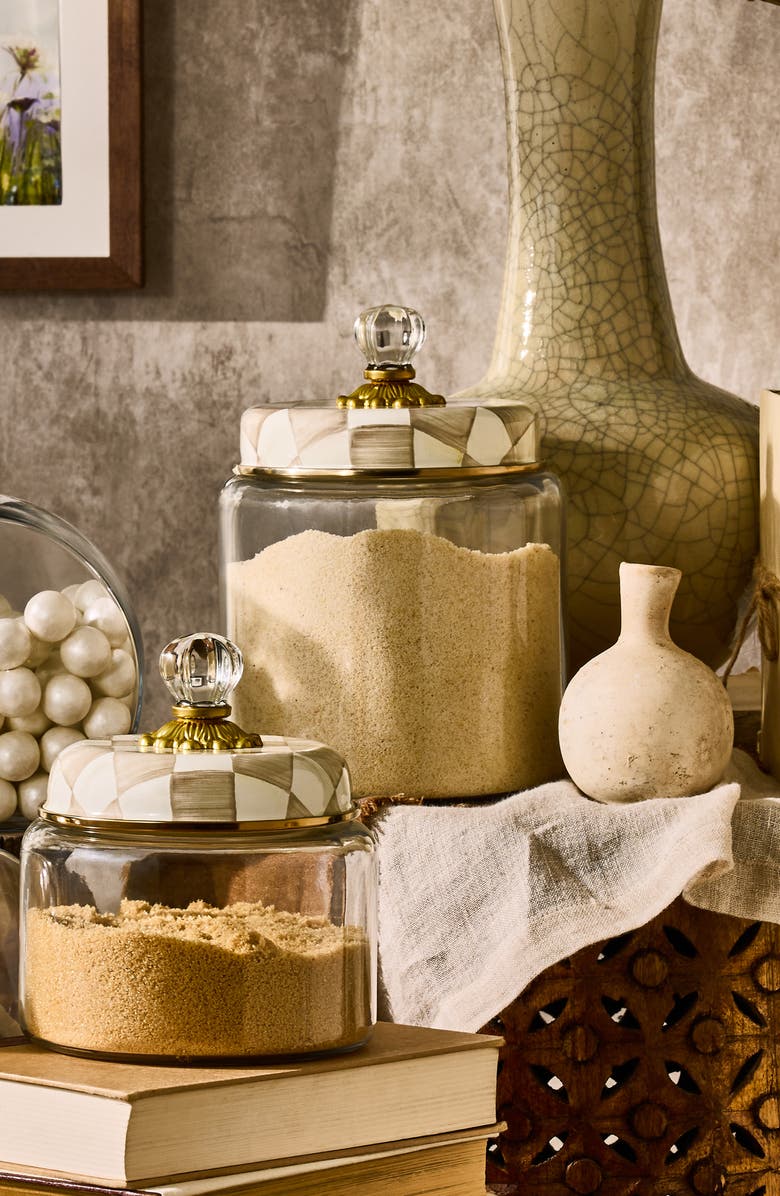 MACKENZIE CHILDS Mocha Check Large Kitchen Canister, Alternate, color, Mocha