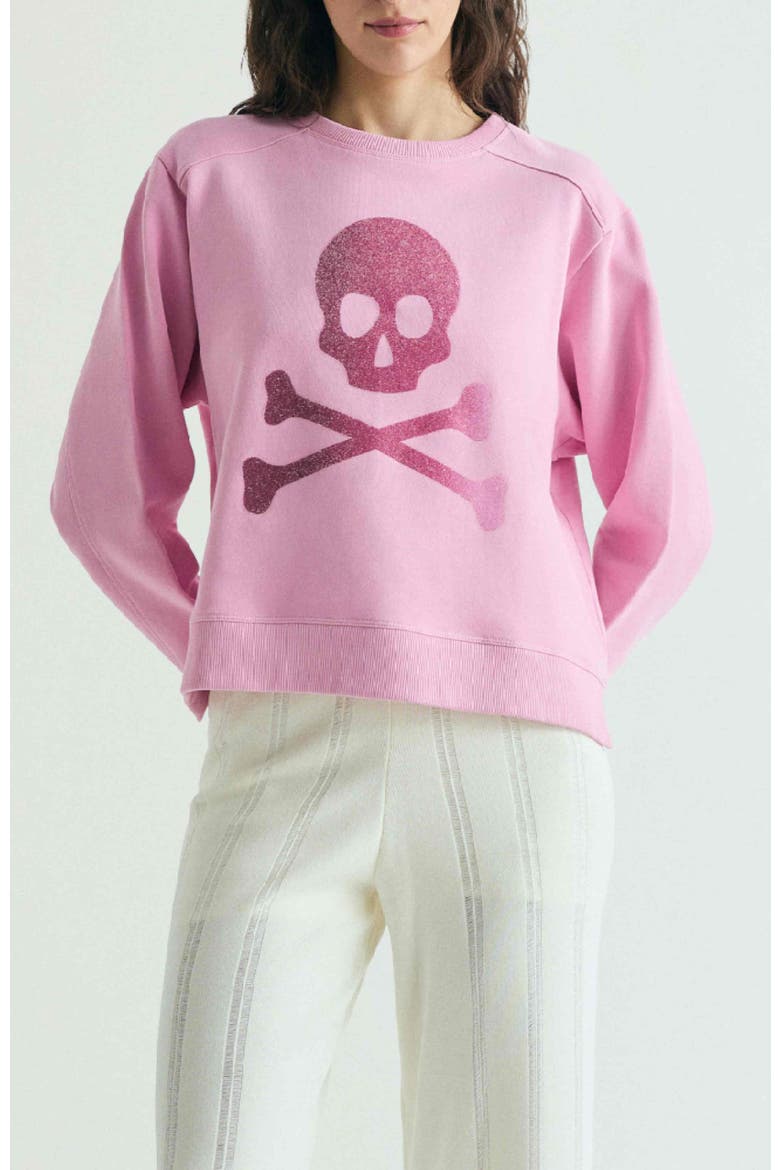 Skull Glitter Sweatshirt, Main, color, Pink