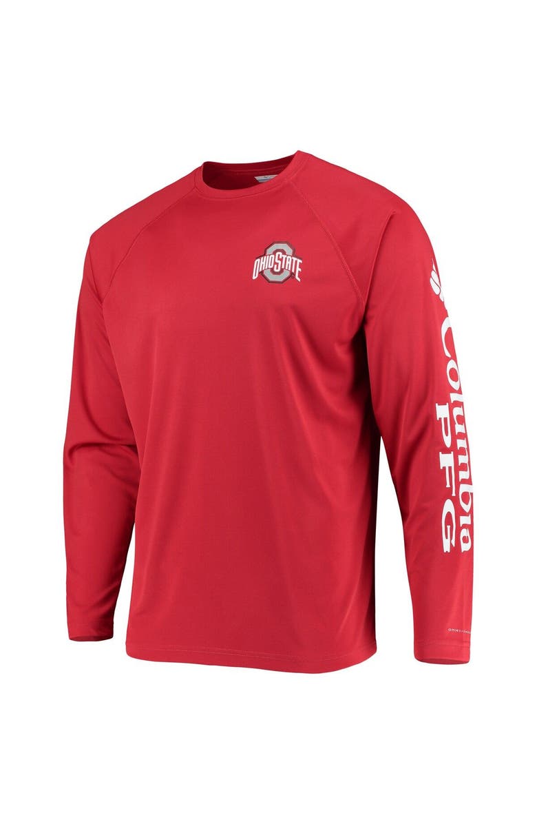 Columbia Men's Columbia Scarlet Ohio State Buckeyes Terminal Tackle Omni-Shade Raglan Long Sleeve T-Shirt, Alternate, color, Scarlet