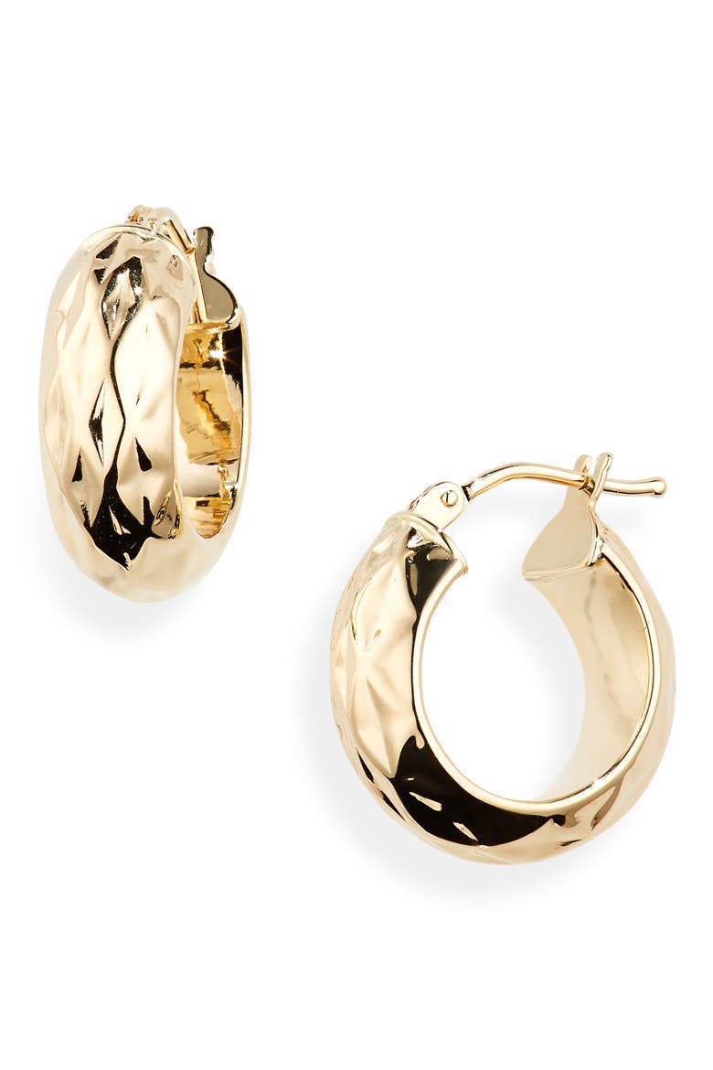 14K Gold Faceted Hoop Earrings (Nordstrom Exclusive), Main, color, 14K YELLOW GOLD
