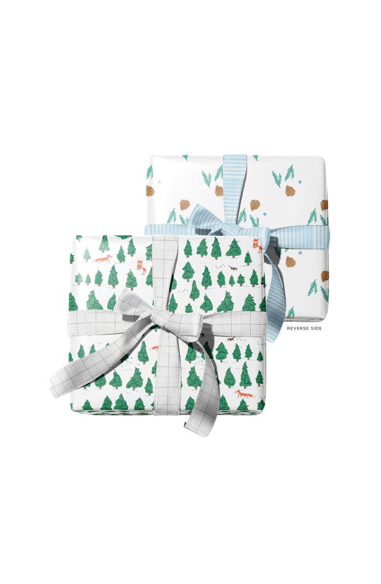 Ramus & Co Eight Sheets Two-Sided Ski Toile & Pine Forest Heavyweight Gift Wrap, Alternate, color, Multicolored