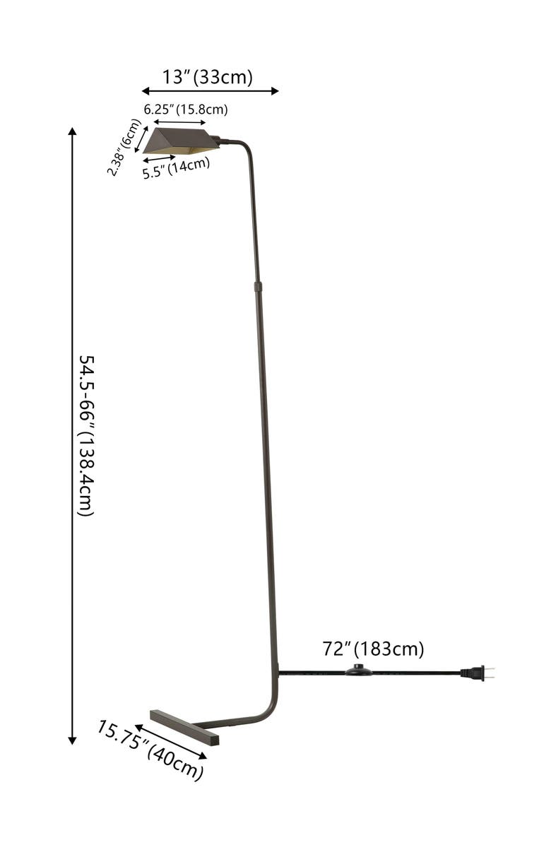 JONATHAN Y Cotys MidCentury Industrial Metal Adjustable Pharmacy LED Floor Lamp, Alternate, color, Oil Rubbed Bronze
