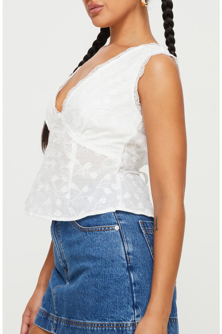 Gimmie Embroidered Open Back Cotton Top, Alternate, color, WHITE