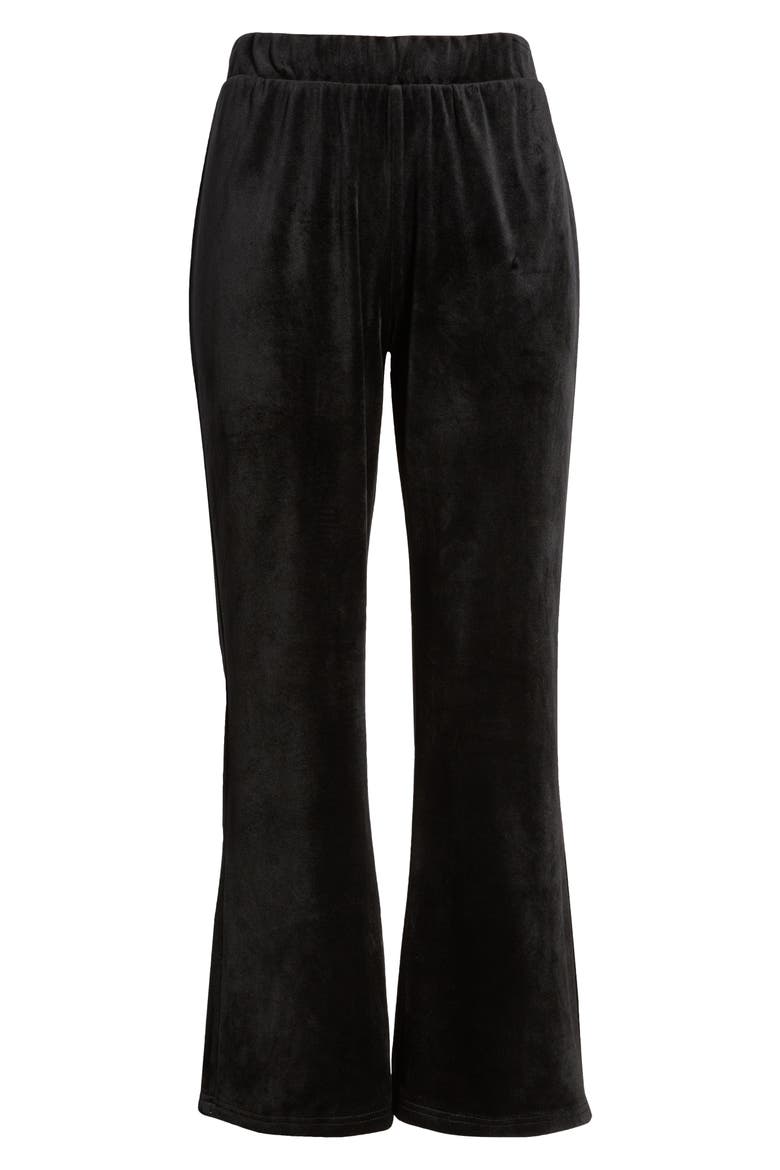 Athena Velvet Flare Crop Pants, Alternate, color, BLACK
