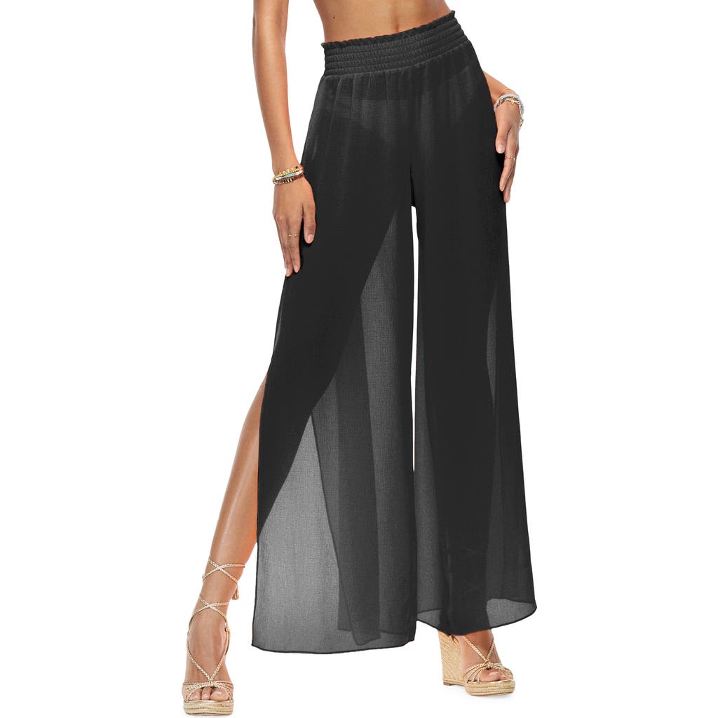 RAMY BROOK RAMY BROOK ATHENA SEMISHEER SPLIT HEM WIDE LEG COVER-UP PANTS