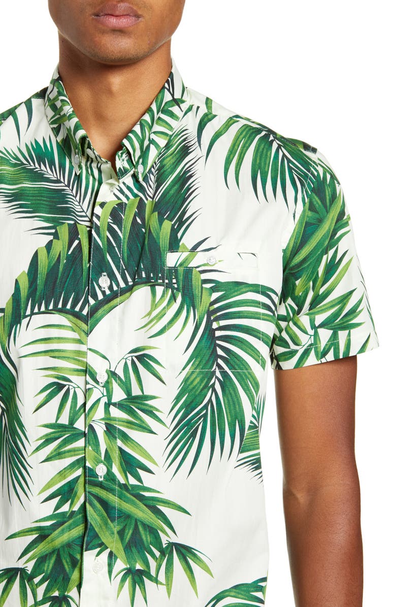 Dog Threads Havana Palms BBQ Short Sleeve Button-Down Shirt, Alternate, color,