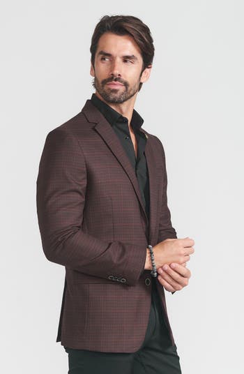Plaid Print Wool Blend Sport Coat