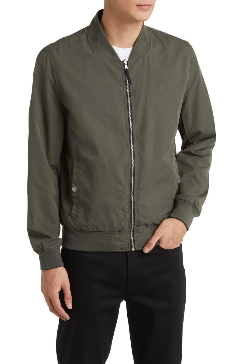 AllSaints Bassett Reversible Bomber Jacket, Alternate, color, Green/ Black