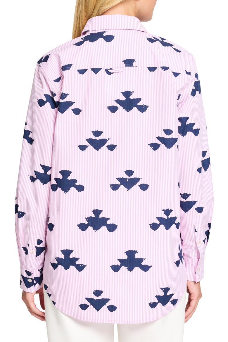 Stamped Stripe Stretch Cotton Button-Up Shirt, Alternate, color, PINK MULTI