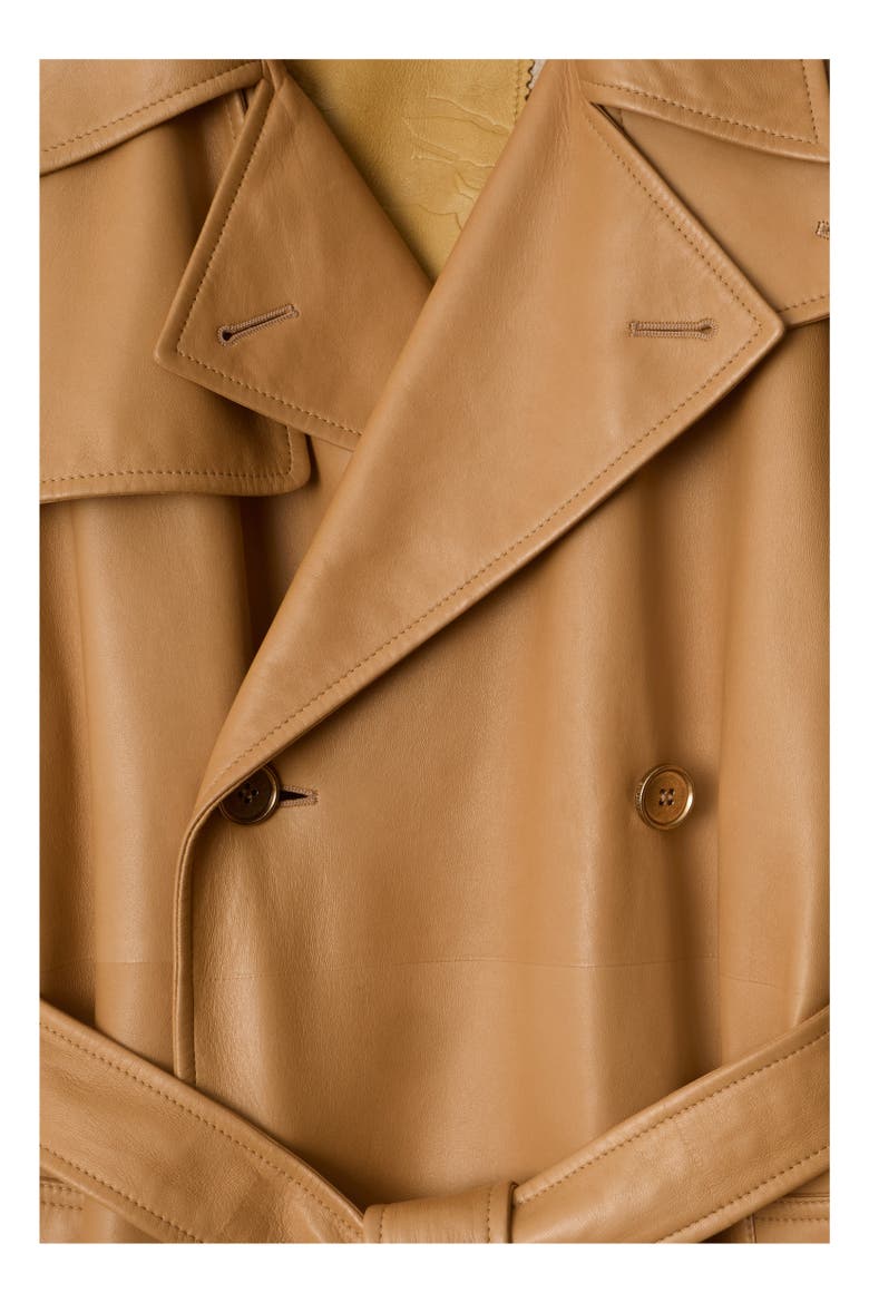 Long Leather Castleford Trench Coat, Alternate, color, Sepia brown
