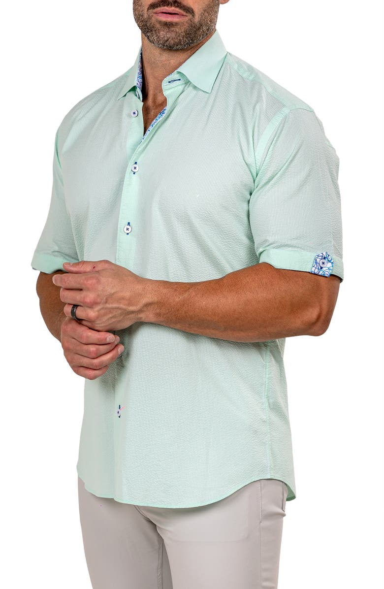 Maceoo Galileo Marty Short Sleeve Cotton Button-Up Shirt, Alternate, color, 
