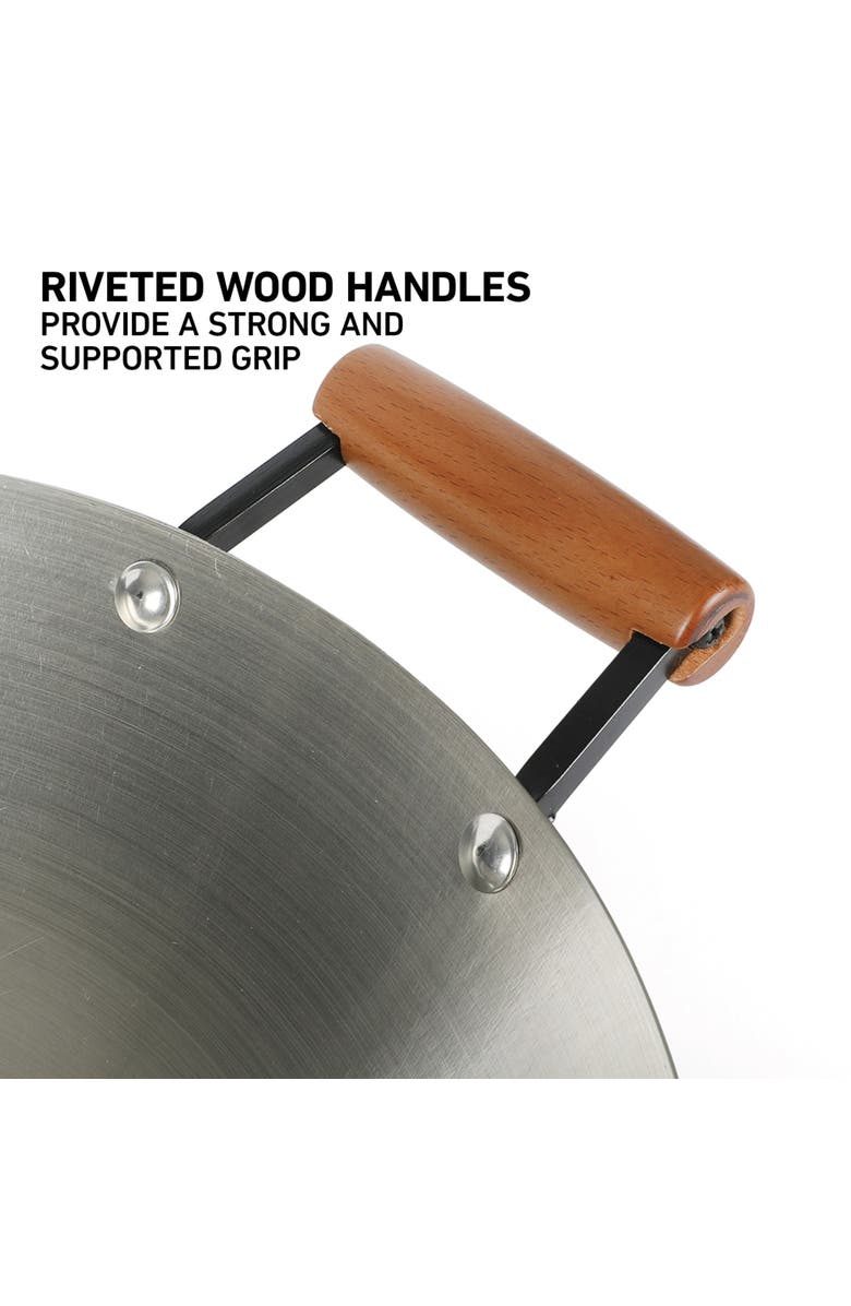 OSTER Sangerfield 14 in Stainless Steel Wok with Wood Handles, Alternate, color, Silver