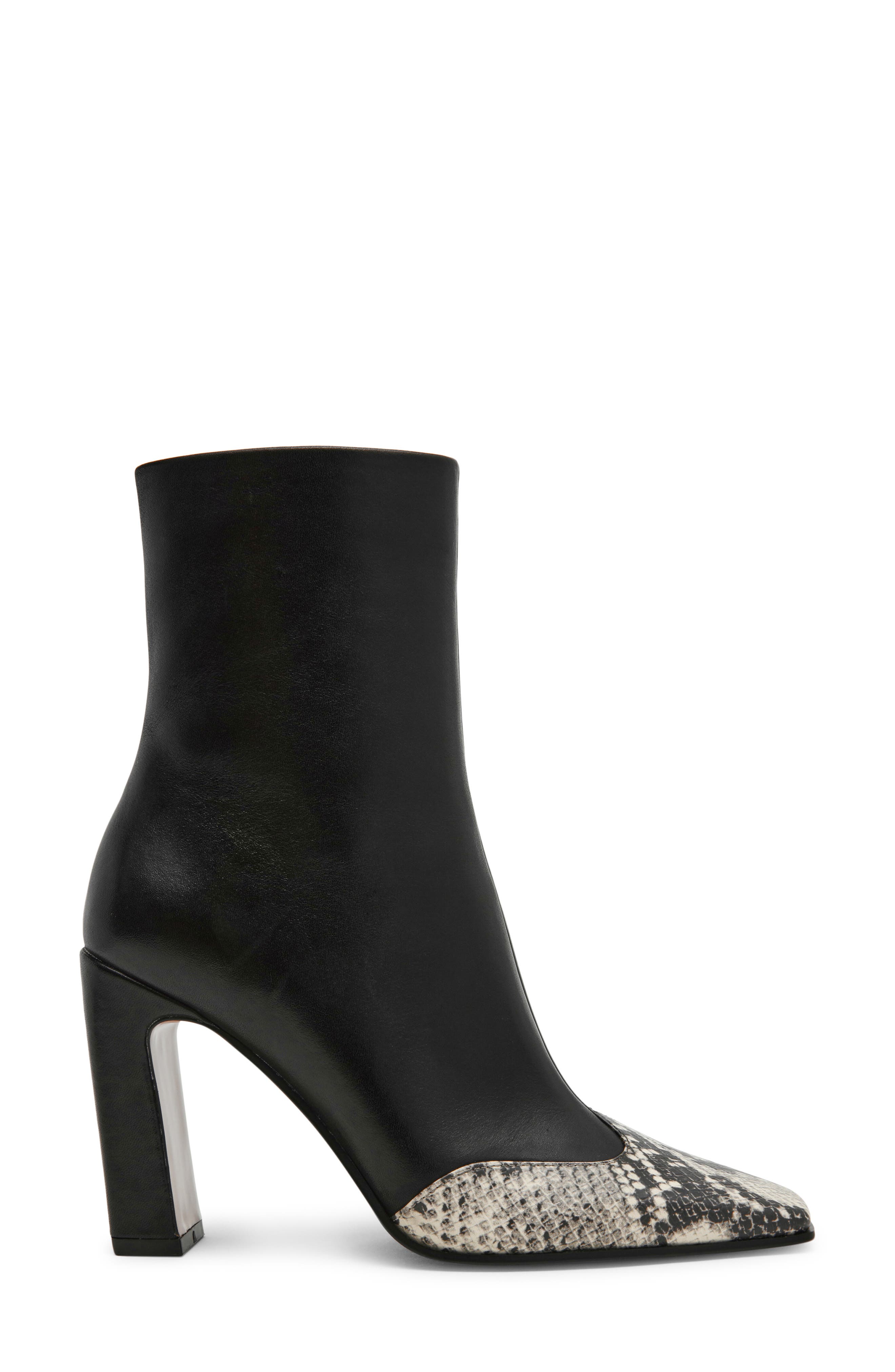 Steve Madden Lyle Cap Toe Bootie, Alternate, color, Black Leather Snake