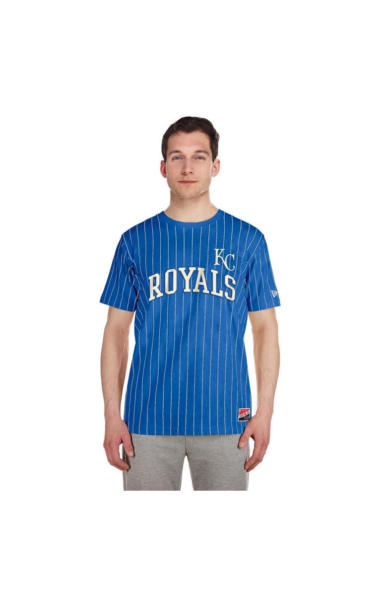 New Era Men's New Era Royal Kansas City Royals Throwback Pinstripe T-Shirt, Alternate, color,