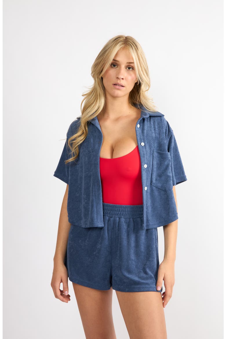 The Terry Button-Up Shirt, Alternate, color, NAVY