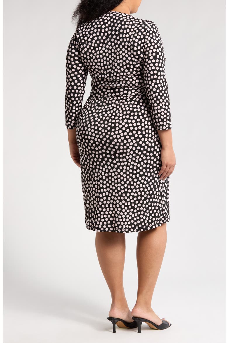 Polka Dot Long Sleeve Wrap Dress, Alternate, color, BLACK/ BLUSH