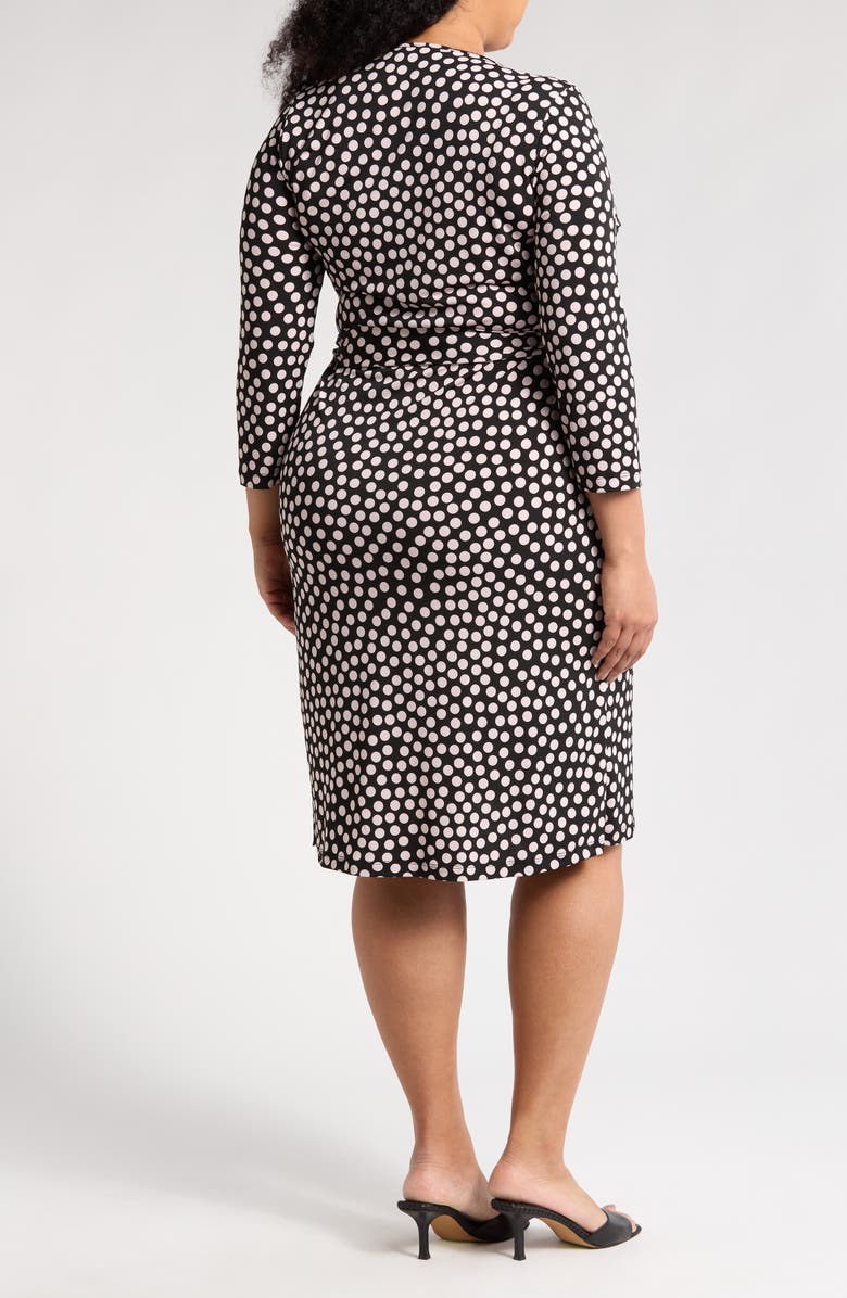 Renee C Polka Dot Long Sleeve Wrap Dress, Alternate, color, Black/ Blush