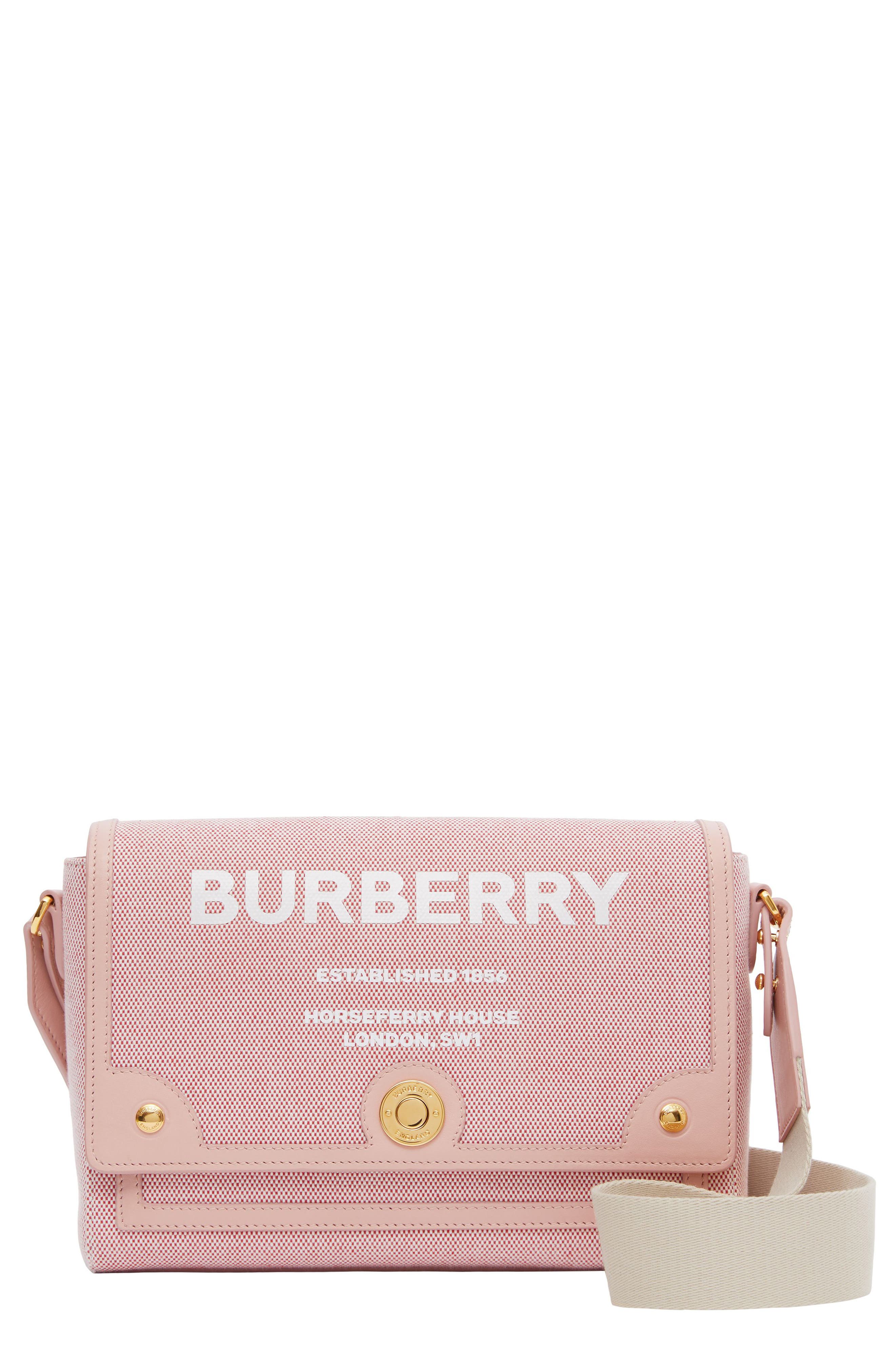 Burberry Medium Note Horseferry Print Canvas & Leather Crossbody Bag, Main, color, 