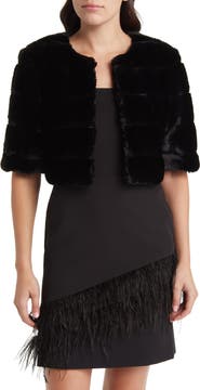 Eliza J Faux Fur Crop Jacket